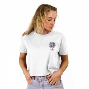 Original Sun Womens Cropped T-Shirt in White/Cotton Candy
