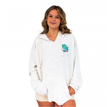 Hula Surfer Womens Baja Pullover Hoodie in Oatmeal/Grn/Pnk/Gld/Nvy/Gry