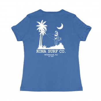 Moon Light Surf  Womens T-Shirt in True Royal