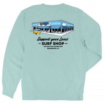 Support Your Local Surf Shop Womens Crew Sweatshirt in Mint