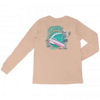 Hula Surfer Womens Long Sleeve Shirt in Heather Peach/Cotton Candy