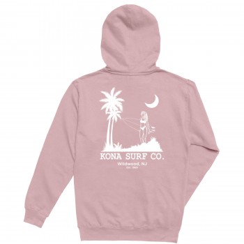 Moon Light Surf Womens Pullover Hoodie in Dusty Pink