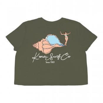 Sound of Surf Womens Cropped T-Shirt in Military Green