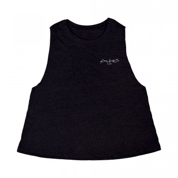 Sound of Surf Womens Cropped Tank Top in Black 