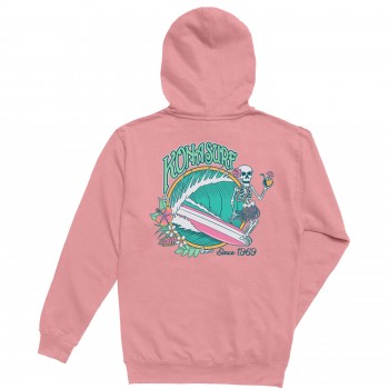 Hula Surfer Womens Pullover Hoodie in Pigment Pink