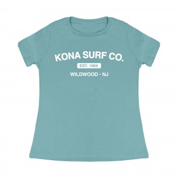 The Signature Womens T-Shirt in Heather Blue Lagoon/White