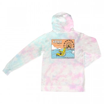 Free Ride Womens Pullover Hoodie in Tie Dye Cotton Candy