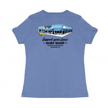 Support Your Local Surf Shop Womens T-Shirt in Carolina Blue