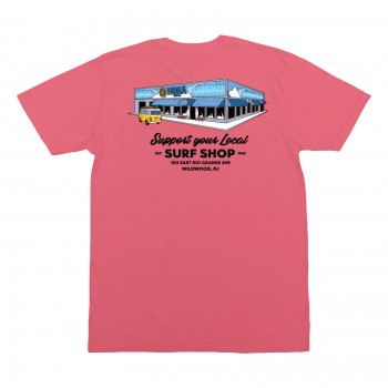 Support Your Local Surf Shop Womens T-Shirt in Coral Craze