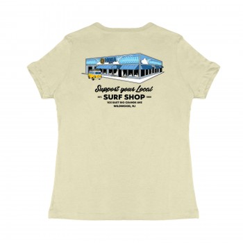 Support Your Local Surf Shop Womens T-Shirt in Heather French Vanilla