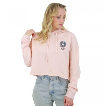 Original Sun Womens Cropped Pullover Hoodie in Blush/Cotton Candy