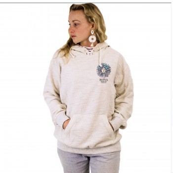 Original Sun Womens Baja Pullover Hoodie in Oatmeal/Cotton Candy